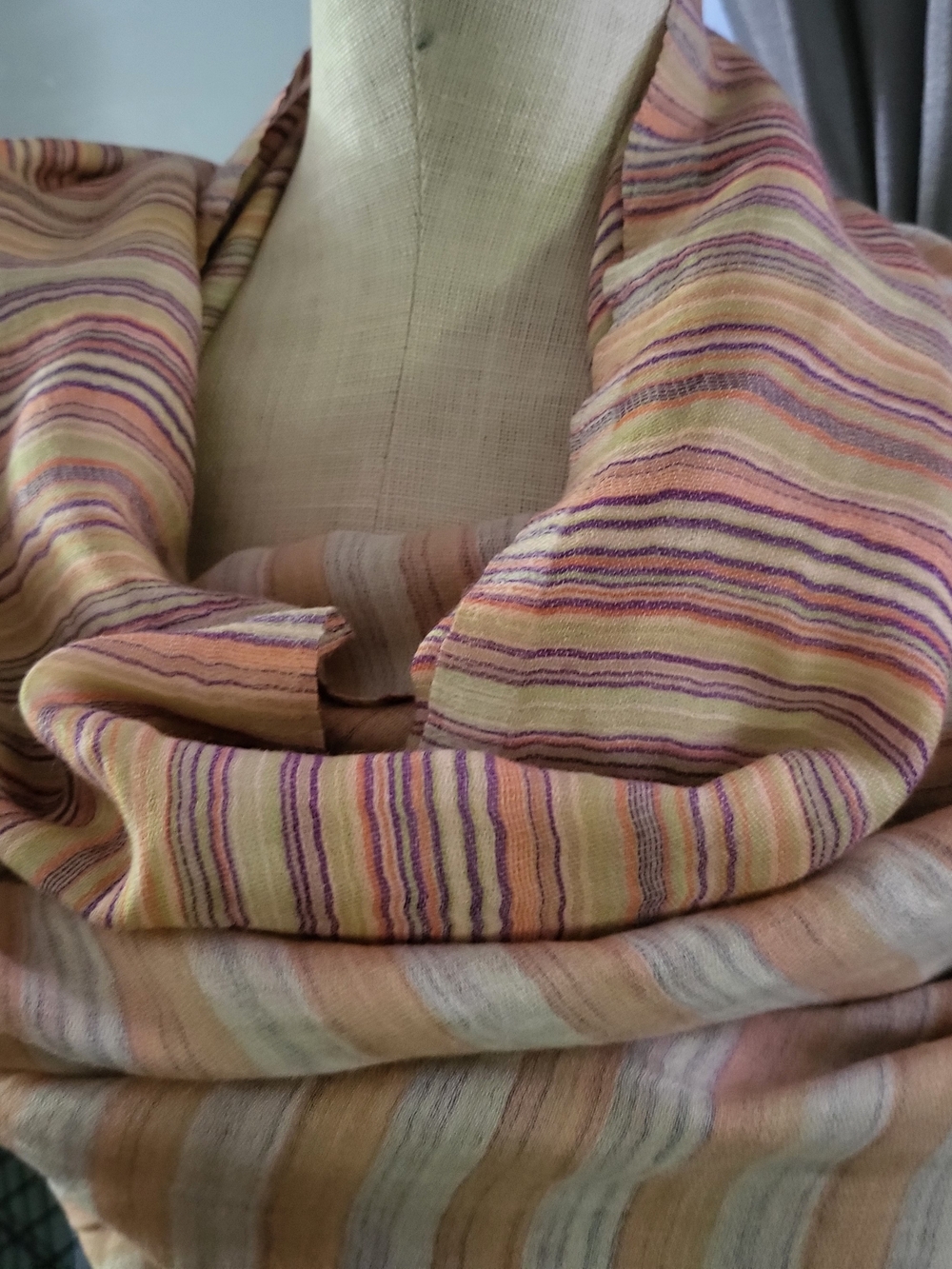 Striped Pastel Scarf Wrap - Peach, Pink & Purple